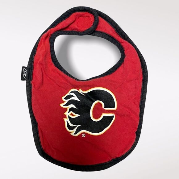 CALGARY Flames Baby Bib - Picture 1 of 4